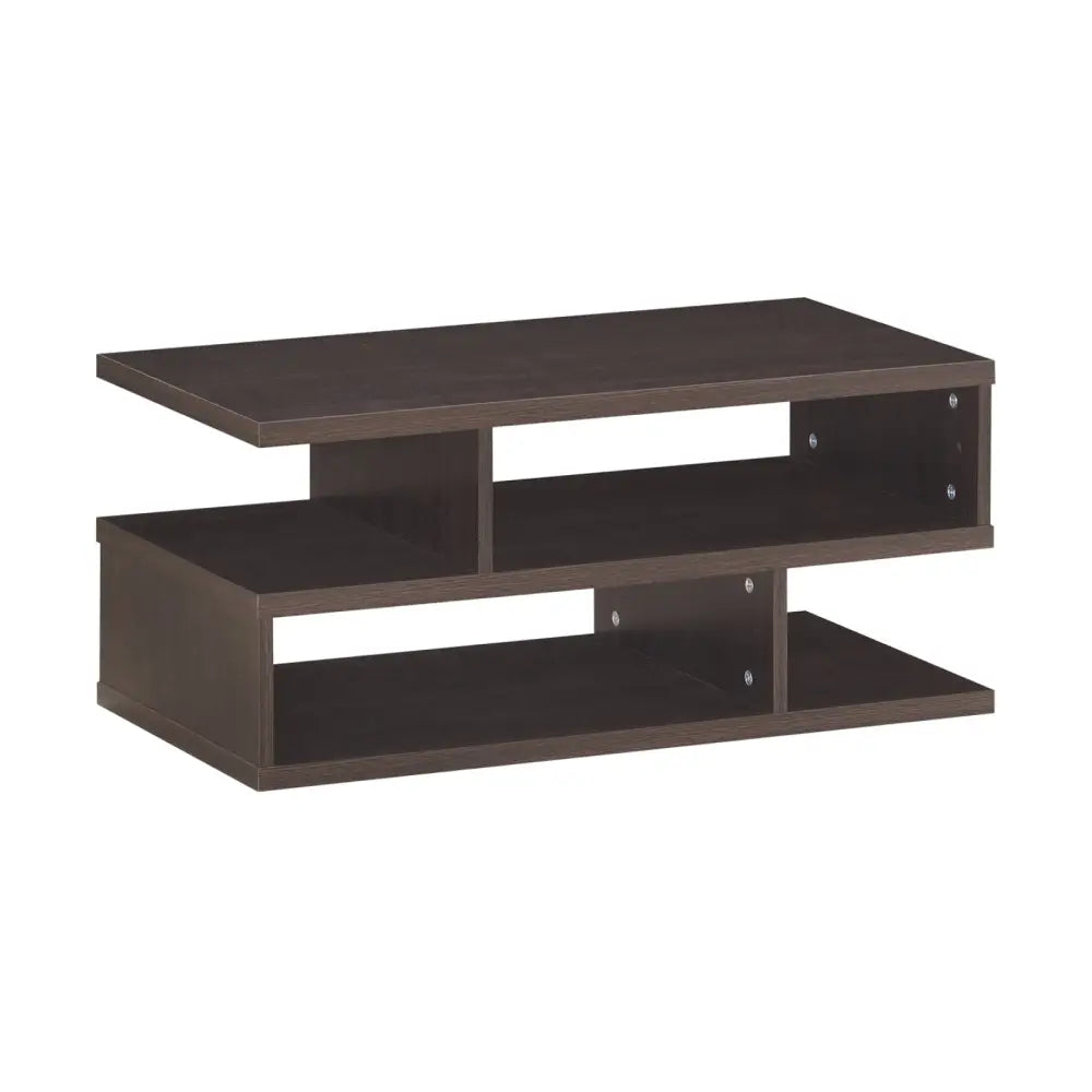 3-Tier Rectangular Modern Coffee Table with Storage Shelf - Brown - Coffee Tables