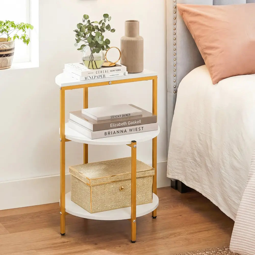 3-Tier Round End Table for Small Space and Bedroom Room-Set of 1 - End & Side Tables