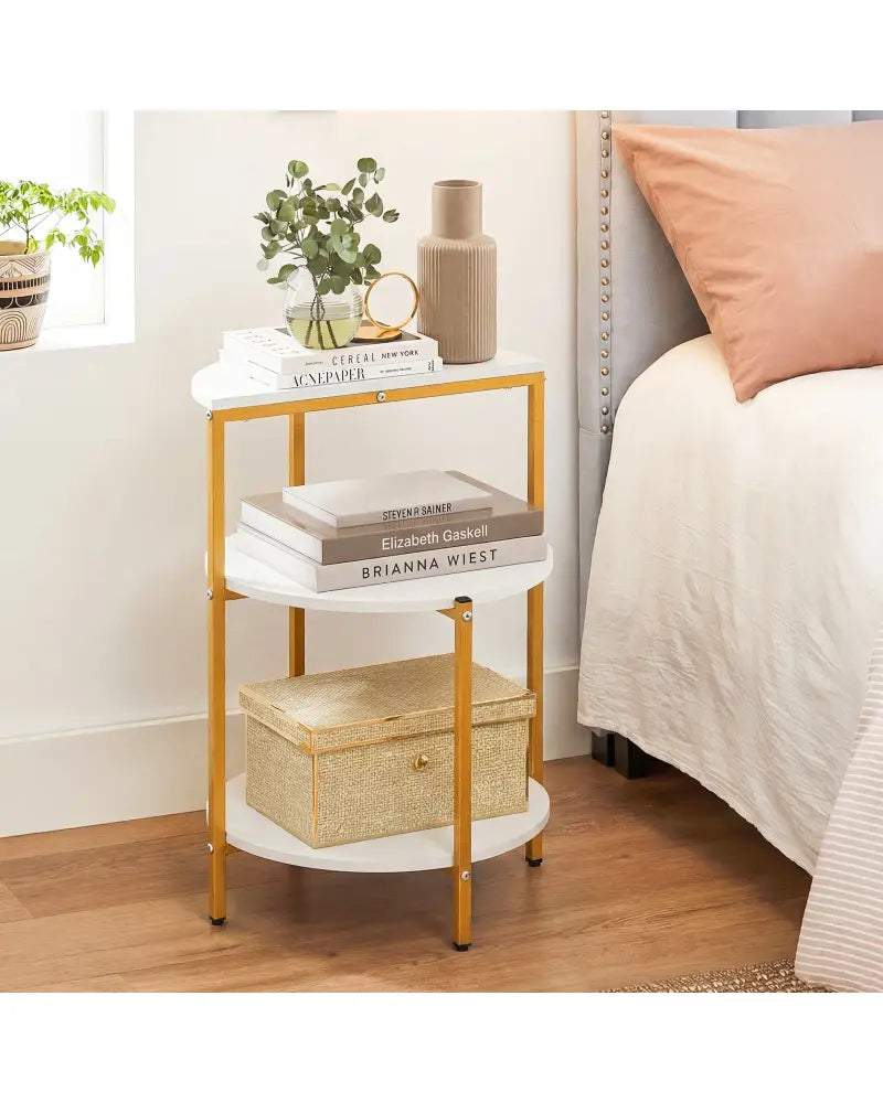 3-Tier Round End Table for Small Space and Bedroom Room-Set of 1 - End & Side Tables