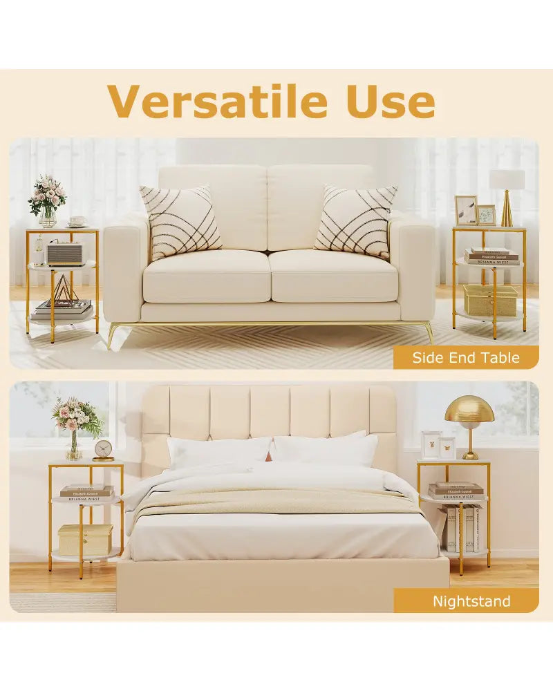 3-Tier Round End Table for Small Space and Bedroom Room-Set of 1 - End & Side Tables