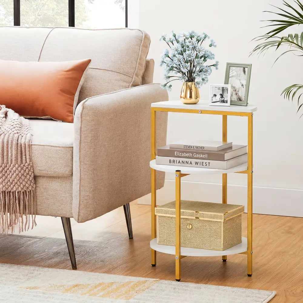 3-Tier Round End Table for Small Space and Bedroom Room-Set of 1 - End & Side Tables