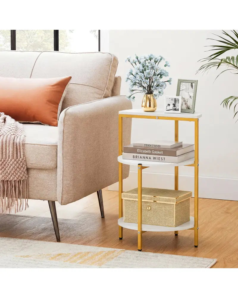 3-Tier Round End Table for Small Space and Bedroom Room-Set of 1 - End & Side Tables