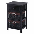3 Tier Set of 2 Wood Nightstand with 1 and 2 Drawer -Black Costway