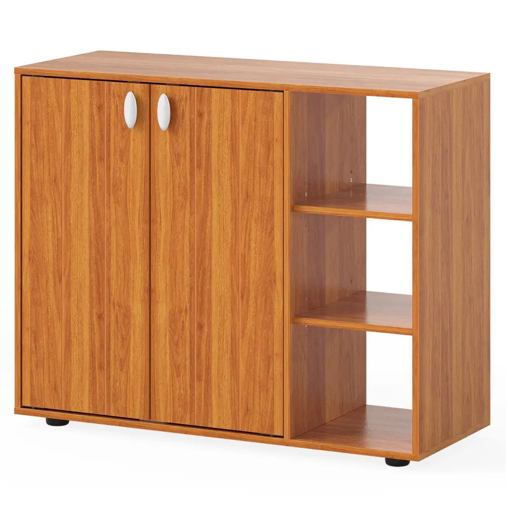 3-Tier Shoe Cabinet with Doors with Adjustable Open Shelves for Entryway-Natural - Natural - Shoe Racks & Storage