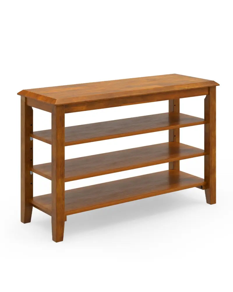 3-Tier Shoe Rack Bench with Adjustable Shelves for Entryway and Living Room-Brown - Brown - Shoe Racks & Storage Benches