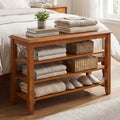 3-Tier Shoe Rack Bench with Adjustable Shelves for Entryway and Living Room-Brown - Brown - Shoe Racks & Storage Benches