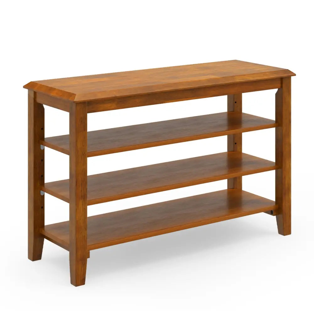 3-Tier Shoe Rack Bench with Adjustable Shelves for Entryway and Living Room-Brown - Brown - Shoe Racks & Storage Benches