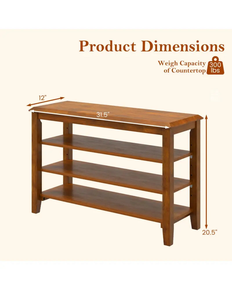 3-Tier Shoe Rack Bench with Adjustable Shelves for Entryway and Living Room-Brown - Brown - Shoe Racks & Storage Benches