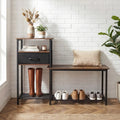 3-Tier Shoe Storage Rack Bench with Drawer and Metal Frame-Rustic Brown - Rustic Brown - Shoe Racks & Storage Benches