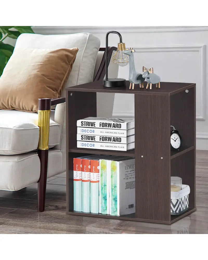 3-Tier Side End Table with Storage Shelves -Brown - Brown - End & Side Tables