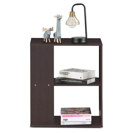 3-Tier Side End Table with Storage Shelves -Brown Costway