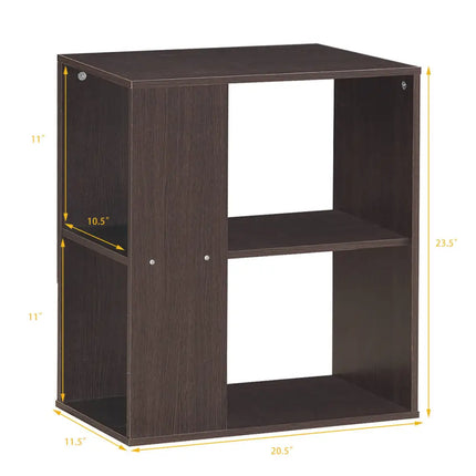 3-Tier Side End Table with Storage Shelves -Brown Costway