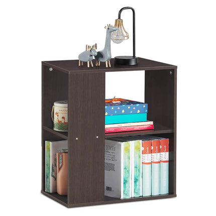 3-Tier Side End Table with Storage Shelves -Brown Costway