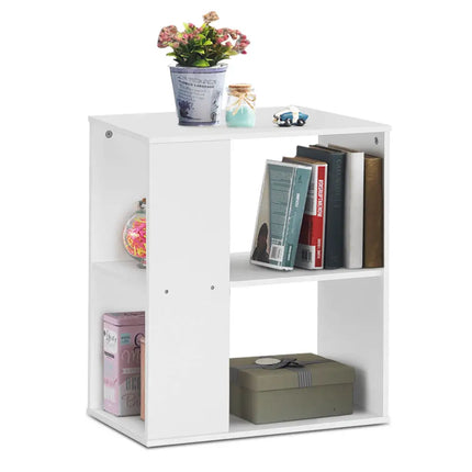 3-Tier Side End Table with Storage Shelves -White Costway