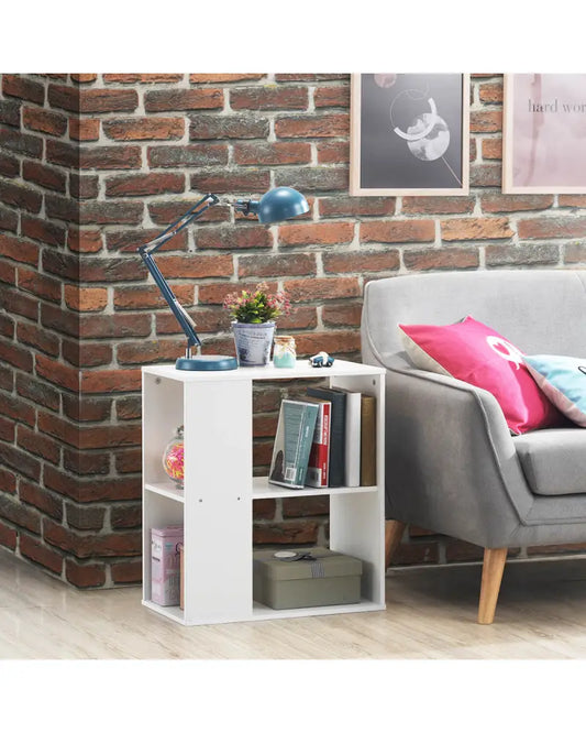 3-Tier Side End Table with Storage Shelves -White - White - End & Side Tables