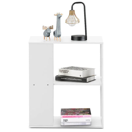 3-Tier Side End Table with Storage Shelves -White Costway