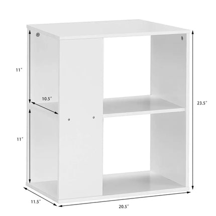 3-Tier Side End Table with Storage Shelves -White Costway