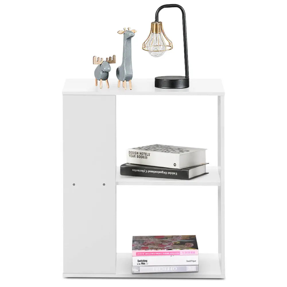 3-Tier Side End Table with Storage Shelves -White - White - End & Side Tables
