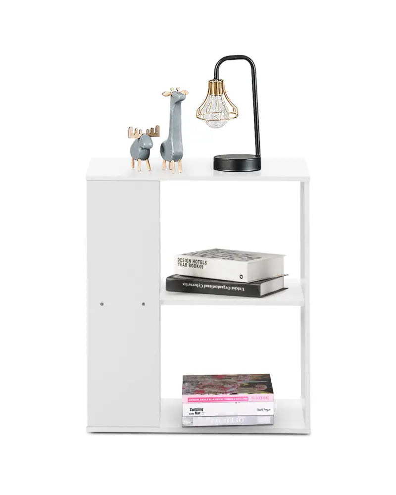 3-Tier Side End Table with Storage Shelves -White - White - End & Side Tables