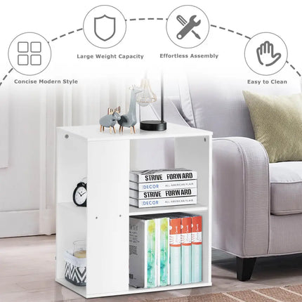 3-Tier Side End Table with Storage Shelves -White Costway