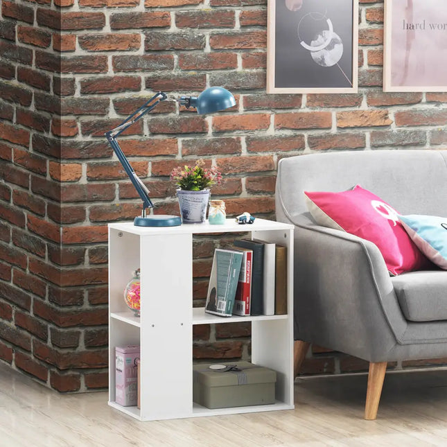 3-Tier Side End Table with Storage Shelves -White Costway