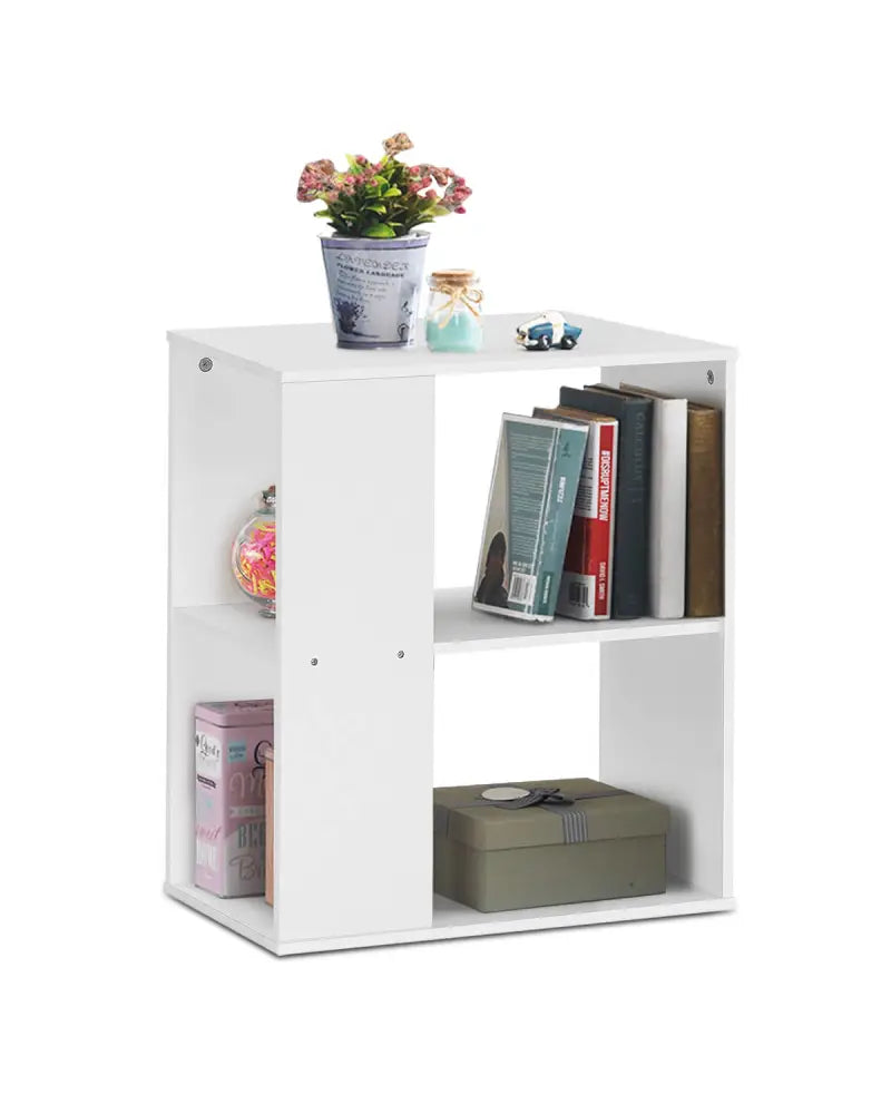 3-Tier Side End Table with Storage Shelves -White - White - End & Side Tables