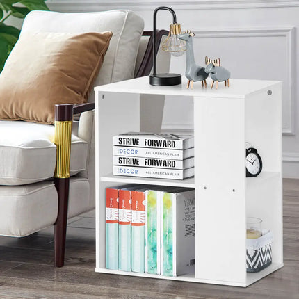 3-Tier Side End Table with Storage Shelves -White Costway