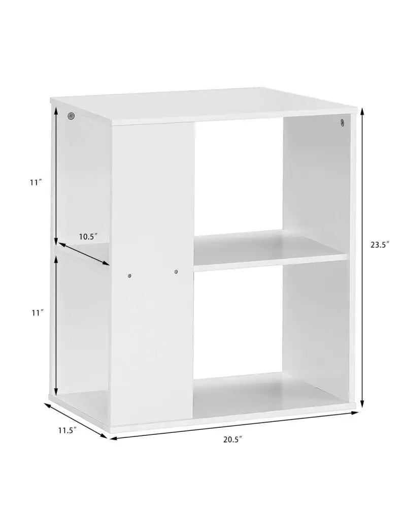 3-Tier Side End Table with Storage Shelves -White - White - End & Side Tables