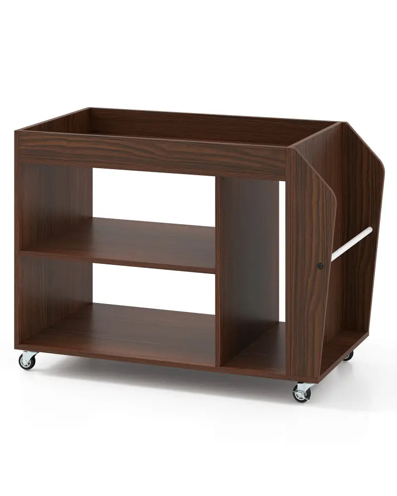 3-Tier Side End Table with Universal Wheels-Walnut - Walnut - End & Side Tables