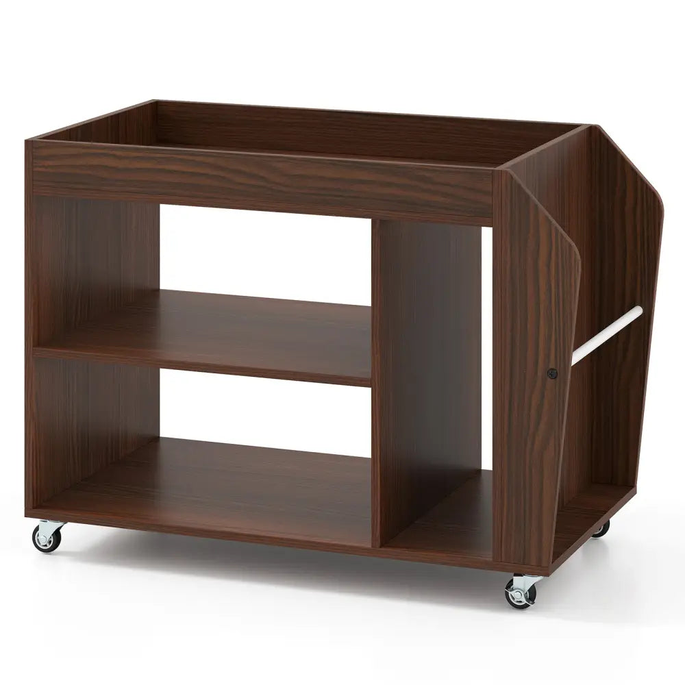 3-Tier Side End Table with Universal Wheels-Walnut - Walnut - End & Side Tables