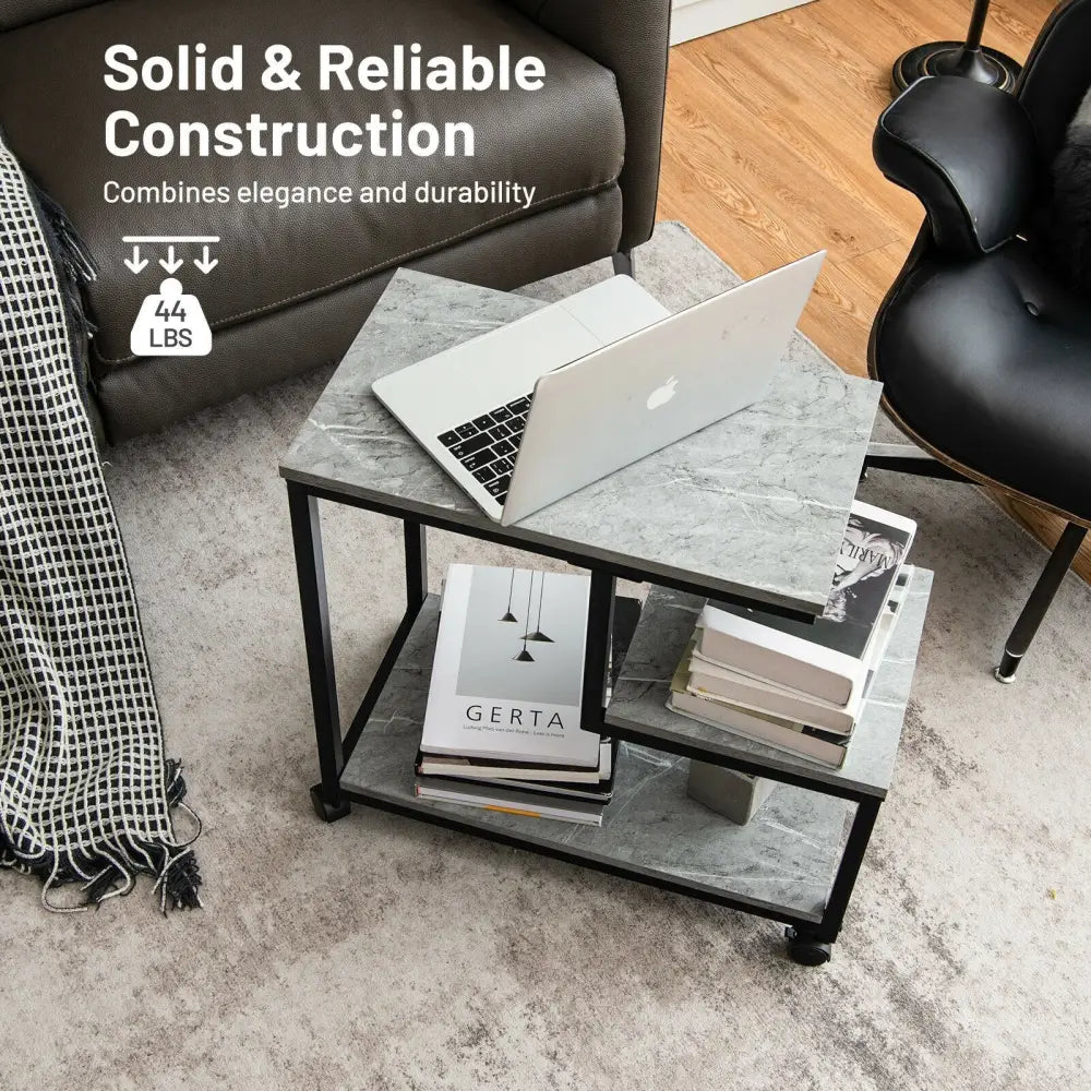 3-Tier Side Table with Storage and Universal Casters for Living Room and Bedroom-Black - Black - End & Side Tables