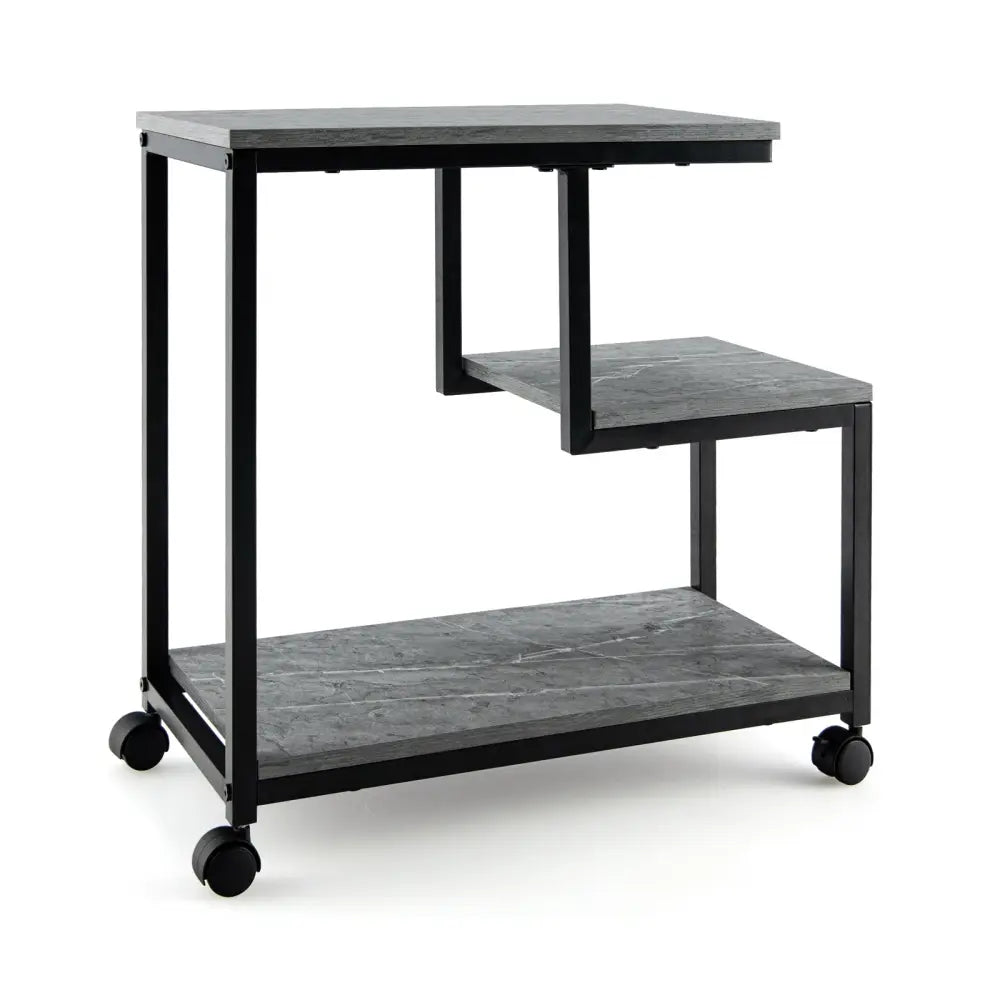 3-Tier Side Table with Storage and Universal Casters for Living Room and Bedroom-Black - Black - End & Side Tables