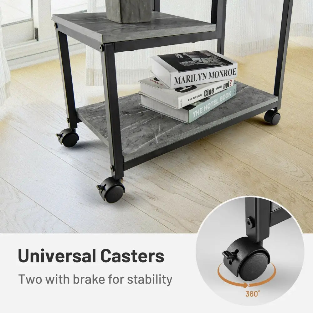 3-Tier Side Table with Storage and Universal Casters for Living Room and Bedroom-Black - Black - End & Side Tables