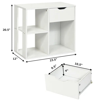 3-Tier Side Table with Storage Shelf and Drawer Space Costway