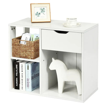 3-Tier Side Table with Storage Shelf and Drawer Space Costway