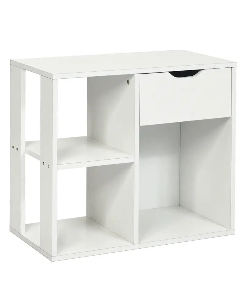 3-Tier Side Table with Storage Shelf and Drawer Space - White - End & Side Tables