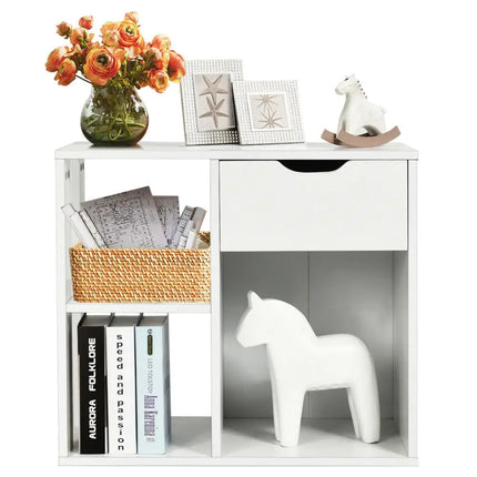 3-Tier Side Table with Storage Shelf and Drawer Space Costway