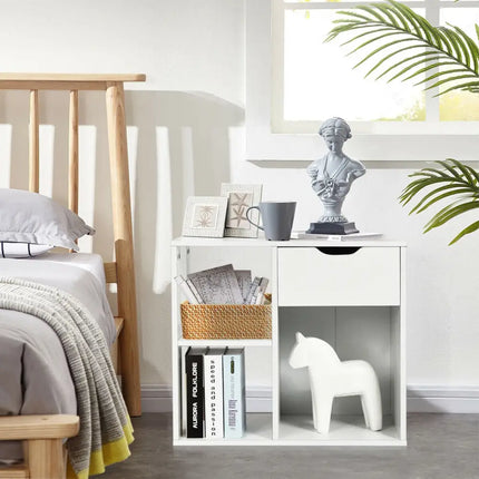 3-Tier Side Table with Storage Shelf and Drawer Space Costway