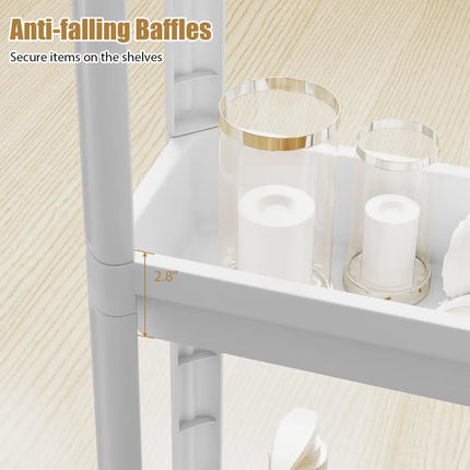 3-Tier Slim Rolling Storage Cart 2-Pack Mobile Bathroom Organizer with Wheels-White Costway