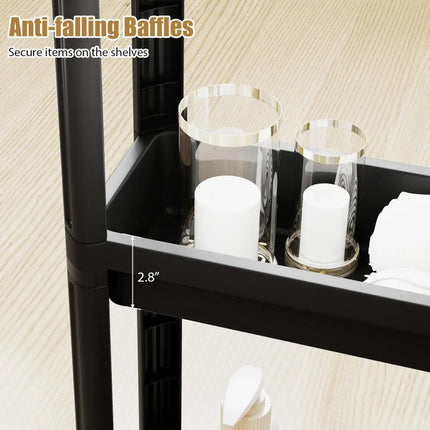 3-Tier Slim Rolling Storage Cart 2-Pack Mobile Bathroom Organizer with Wheels-Black Costway