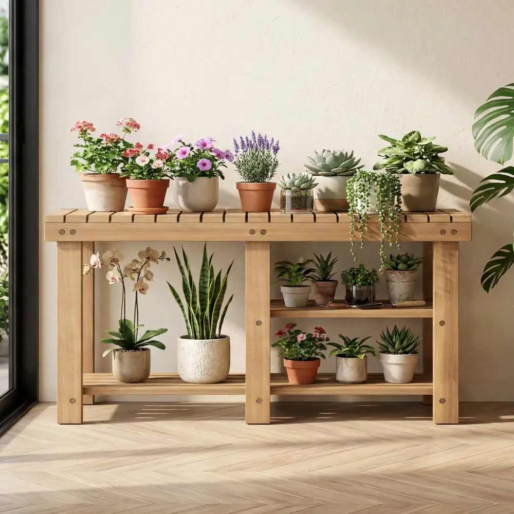 3-Tier Solid Wood Shoe Rack Bench with Slatted Shelves-L - Shoe Racks & Storage Benches