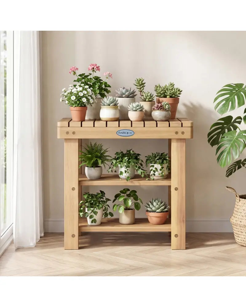 3-Tier Solid Wood Shoe Rack Bench with Slatted Shelves-S - Shoe Racks & Storage Benches