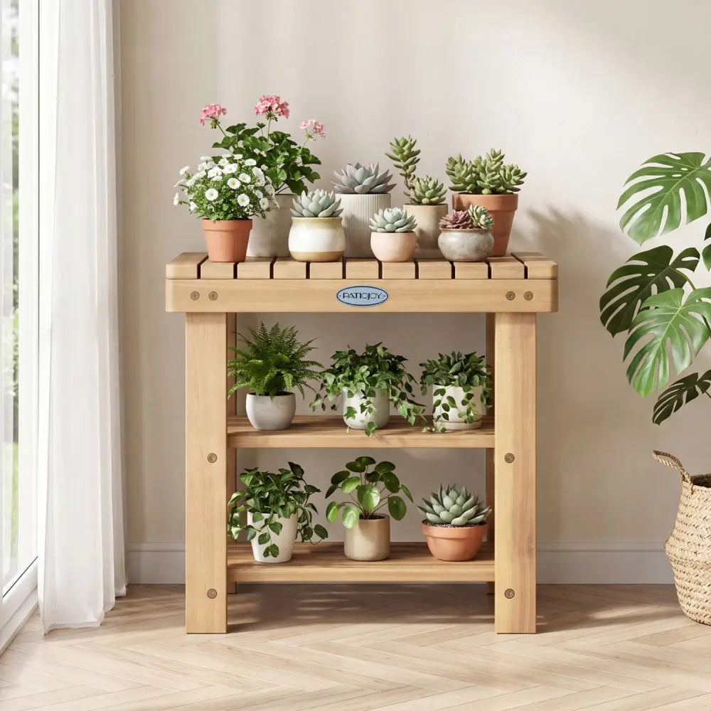3-Tier Solid Wood Shoe Rack Bench with Slatted Shelves-S - Shoe Racks & Storage Benches