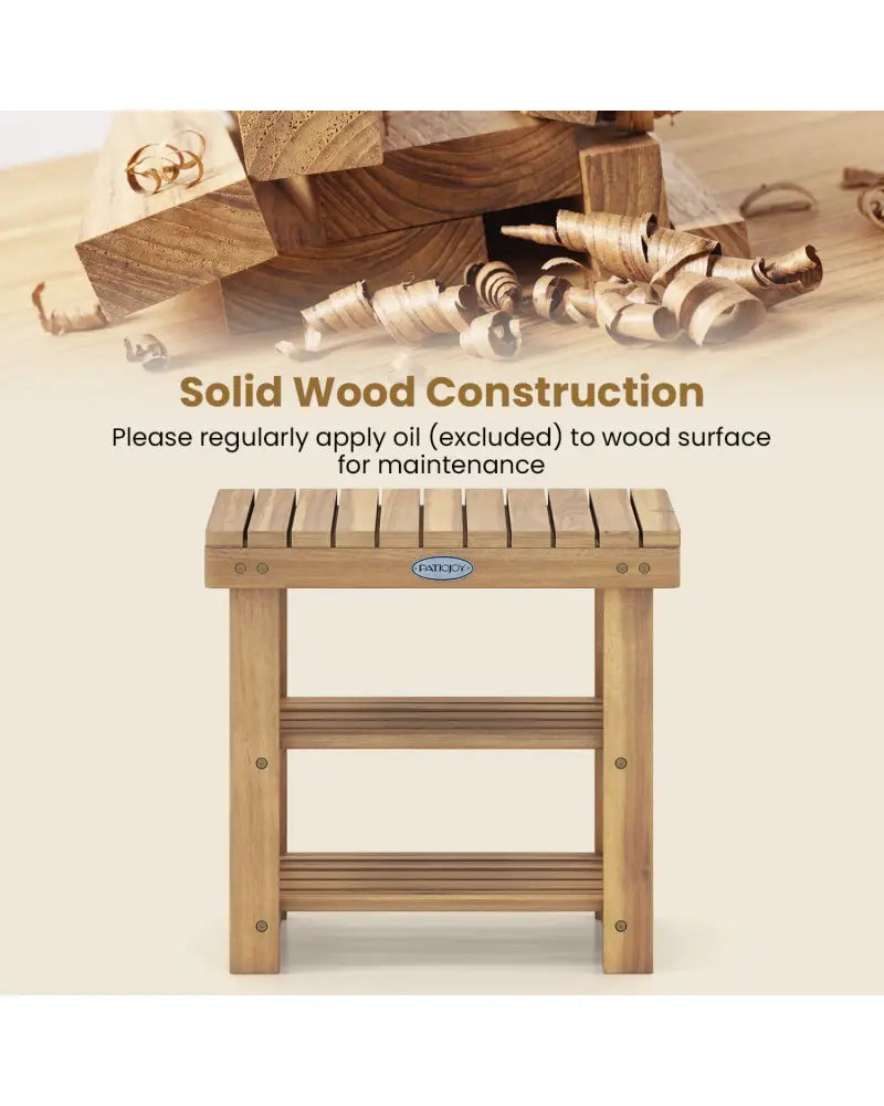 3-Tier Solid Wood Shoe Rack Bench with Slatted Shelves-S - Shoe Racks & Storage Benches