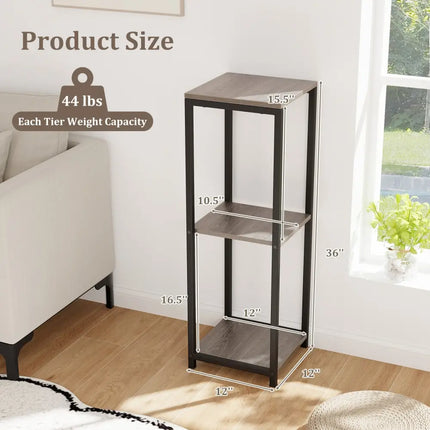 3-Tier Tall Metal Plant Stand Corner Plant Holder with Anti-tipping Device-Black & Gray - Black & Gray - Plant Stands