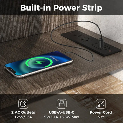 3-Tier TV Stand with Power Outlet USB and Adjustable Shelf-Gray Costway