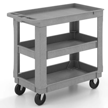 3-Tier Utility Cart with 550 LBS Max Load and Adjustable Middle Shelf-Gray - Gray - Garages