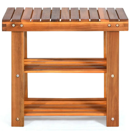 3-Tier Wood Shoe Bench Boots Organizer - Natural - Shoe Racks & Storage Benches