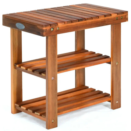 3-Tier Wood Shoe Bench Boots Organizer - Natural - Shoe Racks & Storage Benches