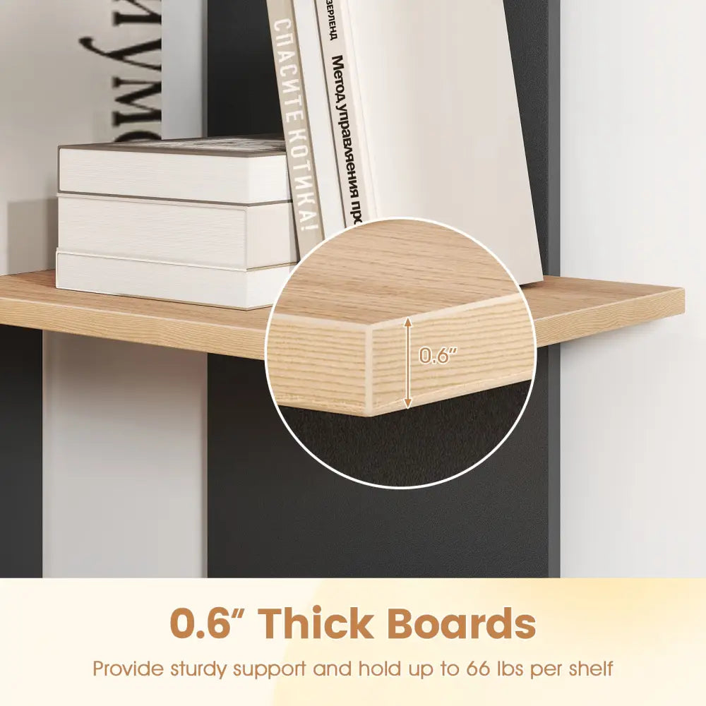 3 Tier Wooden Bookshelf with Anti-Tipping Kit-Oak - Oak - Bookcases